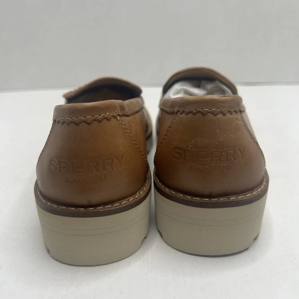 Sperry Top-Sider A/O Lug Loafer Women’s 8 M Tan Leather Platform Shoes NIB